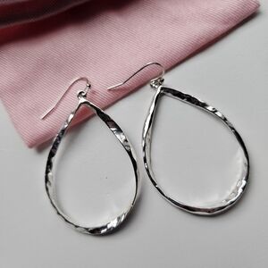 Silver Tear Drop Hoop Earrings